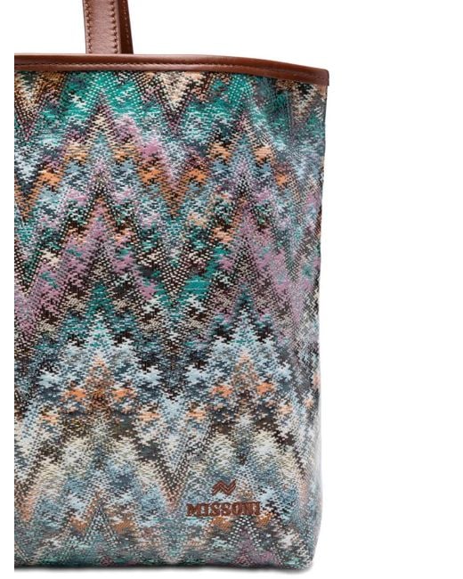 Missoni Gray Large Zigzag Handle Tote Bag
