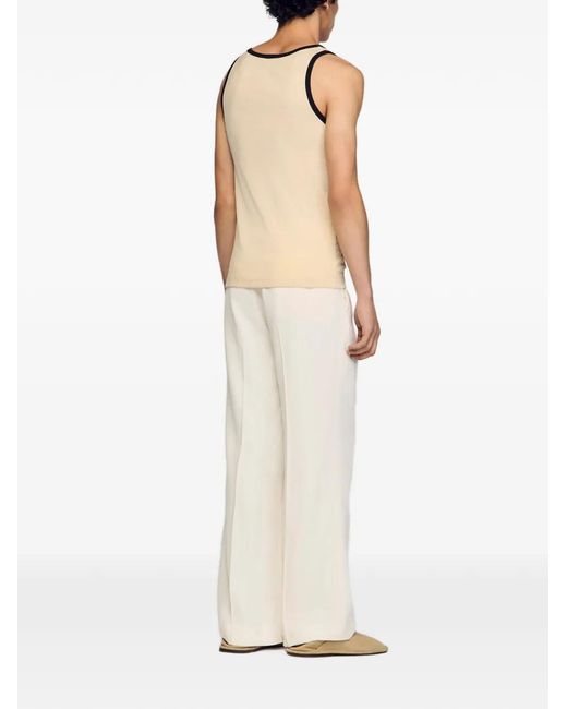 Sandro Natural Cotton Vest Top With Patch for men