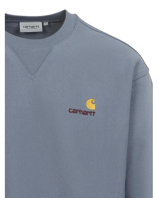 Carhartt Blue American Script Embroidered-Logo Crew-Neck Sweater for men