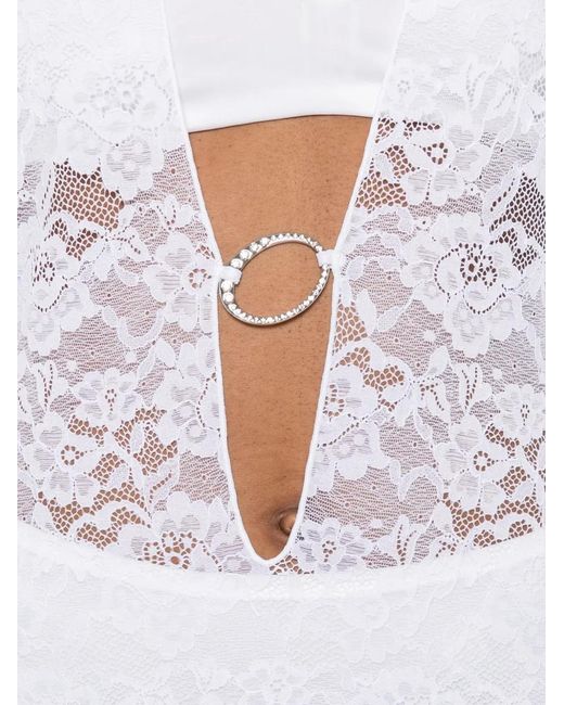 Oseree White Long Lace Dress