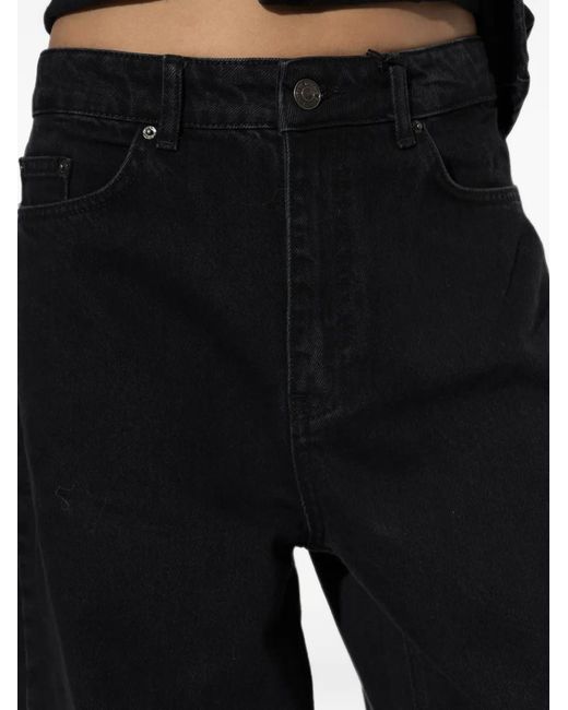 ROTATE BIRGER CHRISTENSEN Black Draped Barrel-Leg Jeans Denim