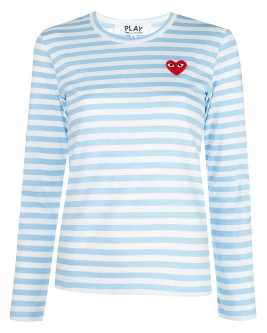 COMME DES GARÇONS PLAY Blue Striped Long Sleeve Top