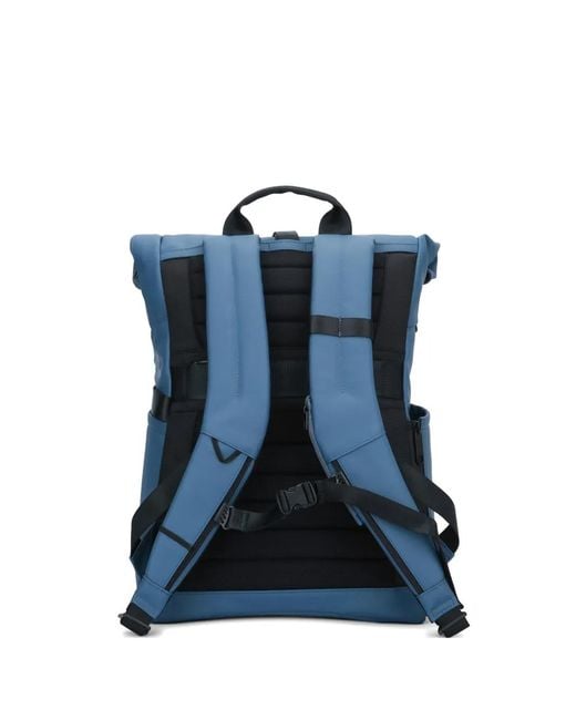 Piquadro Blue Roll-Top Logo-Detail Backpack