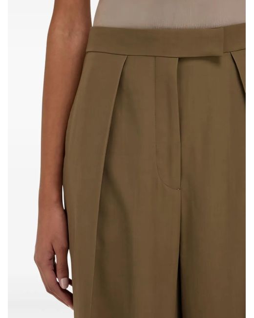 Ferragamo Green Pleat-Front Tailored Trousers