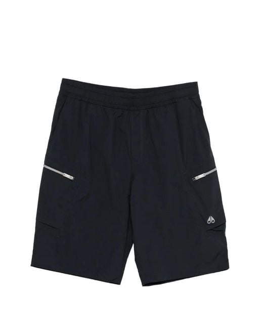 Moose Knuckles Black Top Flight Cargo Shorts for men