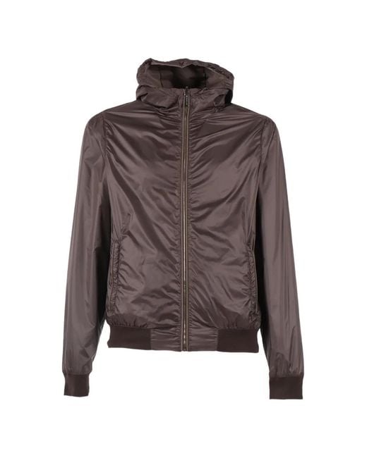 Moorer Brown Reversible Hooded Zip-Up Jacket for men