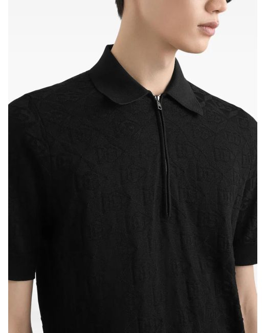 Dolce & Gabbana Poloshirt Mit Jacquard-Logo in Black für Herren