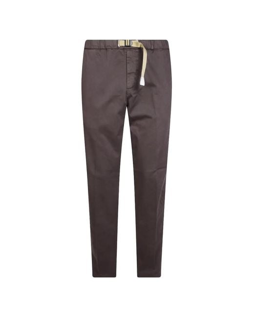 White Sand Purple Gabardine Belted Trousers for men