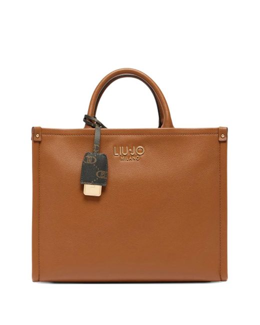 Liu Jo Brown Medium Logo-Plaque Tote Bag
