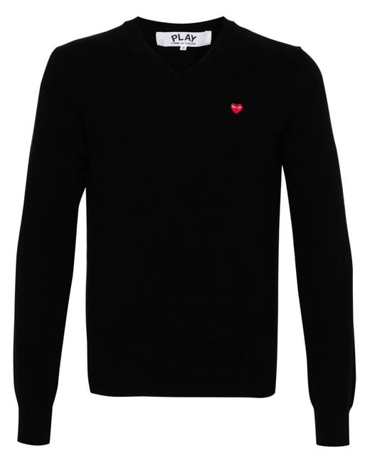 COMME DES GARÇONS PLAY Black Logo-Patch Wool Jumper for men