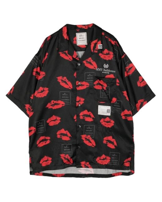 Maison Mihara Yasuhiro Red Graphic-Print Shirt for men