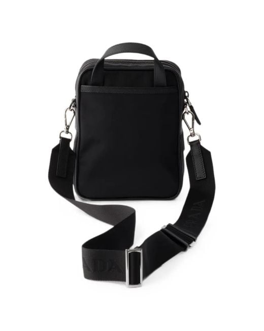 Prada Black Re-Nylon And Saffiano Leather Shoulder Bag for men