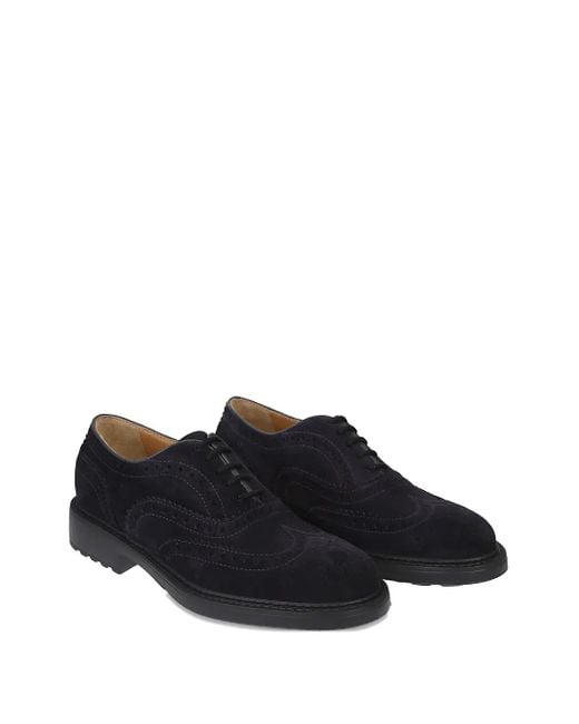Doucal's Black Perforated Suede Derby Shoes for men