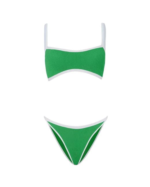 Hunza G Green Tyler Contrast-Trim Bikini