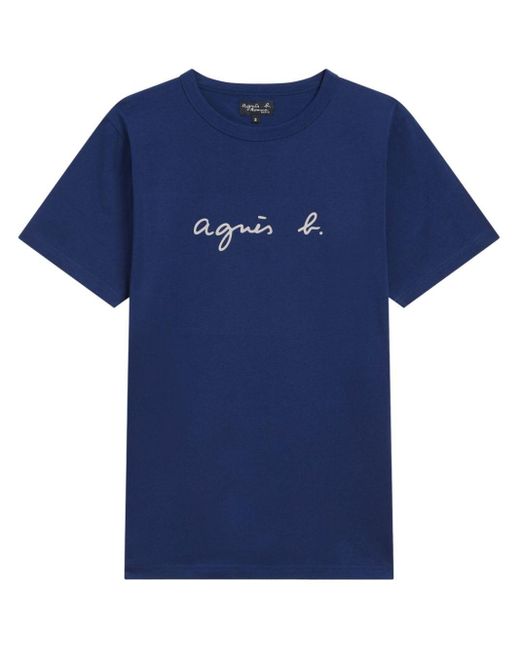 Agnes B. Blue Logo-print Cotton T-shirt for men