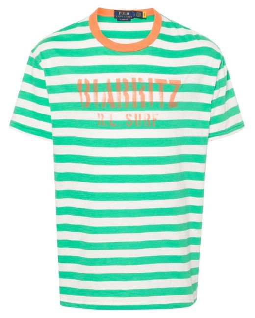 T-shirt rayé à texte imprimé Polo Ralph Lauren pour homme en coloris Green
