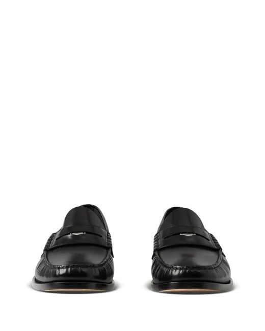 Burberry Black Coin-Detailing Logo-Debossed Leather Penny Loafers for men