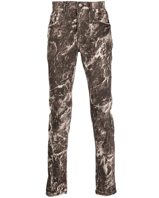 Purple Brand Gray Marble-Print Skinny Jeans for men