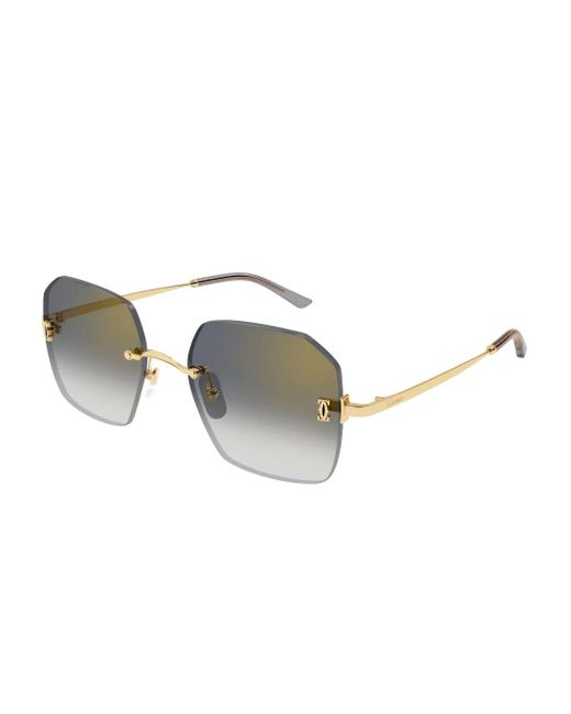 Cartier Metallic Geometric-Frame Rimless Sunglasses