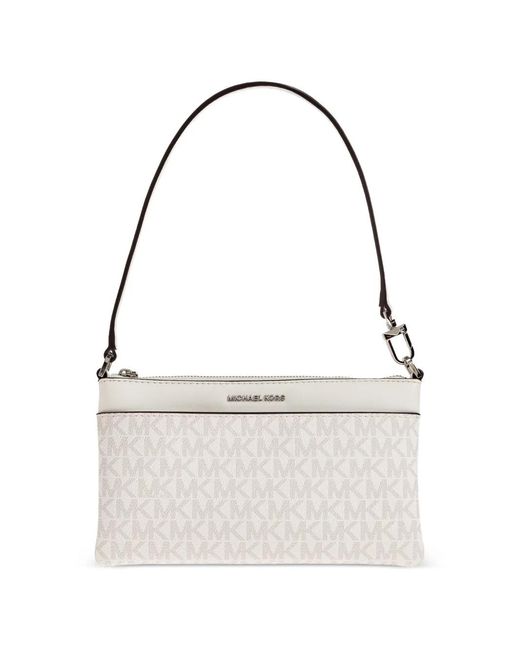 MICHAEL Michael Kors White Jet Set Logo-Pattern Shoulder Bag