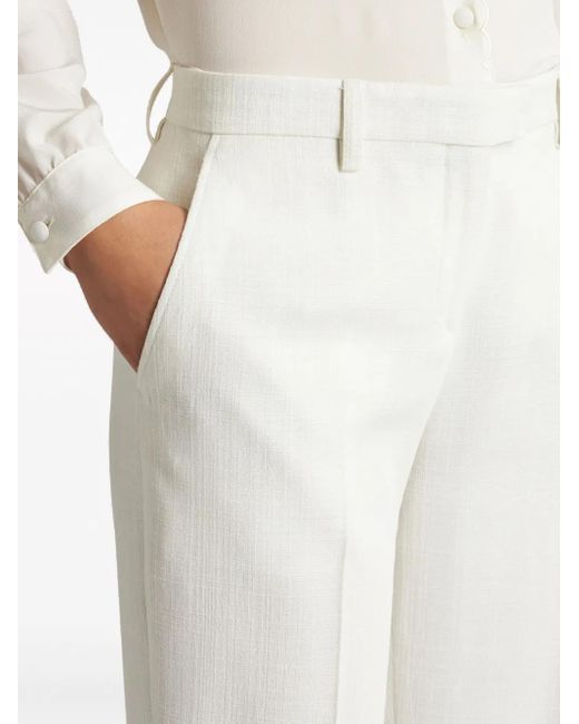 Etro White Straight-Leg Slub Fabric Trousers