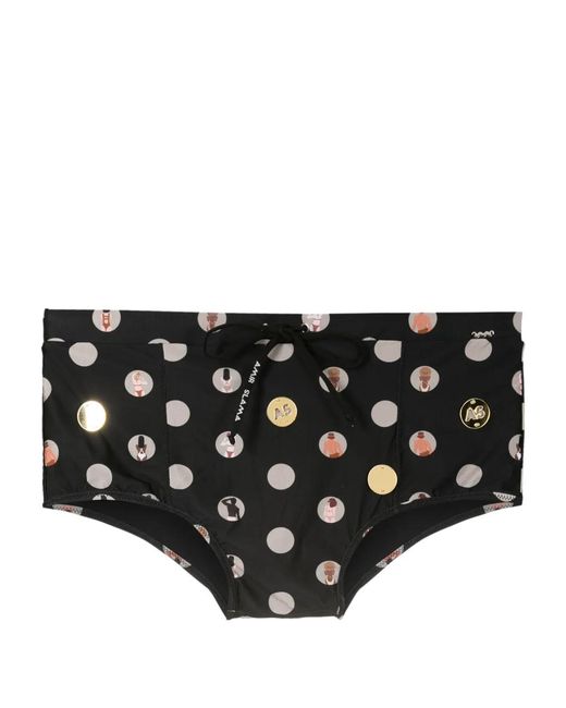 Amir Slama Black Graphic-Print Swim Shorts for men