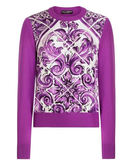 Dolce & Gabbana Purple Pullover Aus Seide