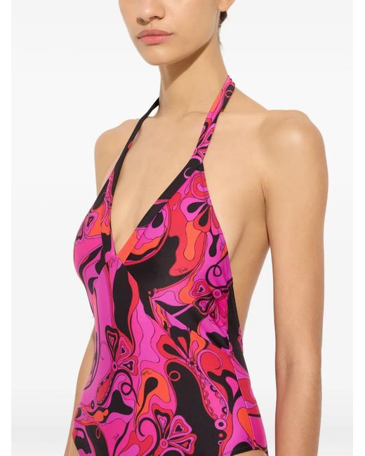 Emilio Pucci Pink Orchidee-Print Swimsuit