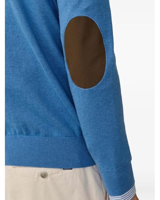 Hackett V-Ausschnitt-Sweatshirt Mit Ellenbogen-Patch in Blue für Herren