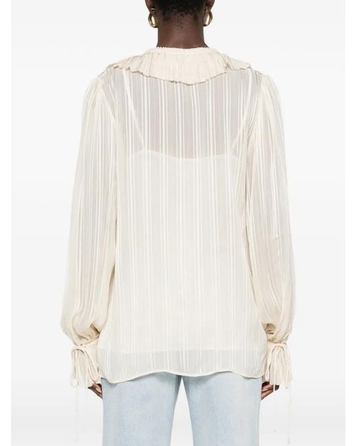 Pinko Natural Swan Ruffle Trim Shirt