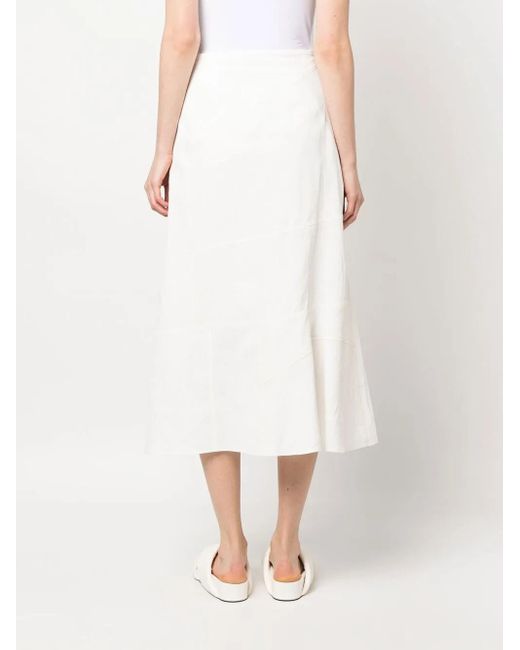 Jil Sander White Flared Panelled Midi Skirt