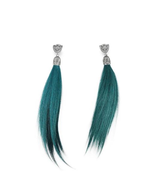 DSquared² Blue Goat Skin Tassel Earrings