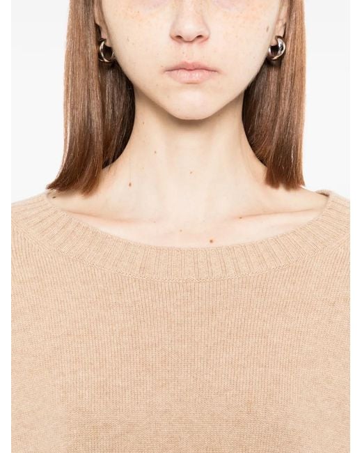 N.Peal Cashmere Natural Crop Boat Neck Jumper