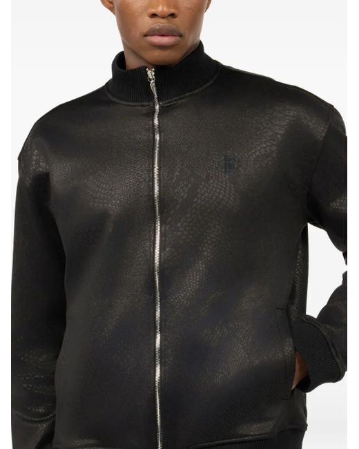 Chaqueta Bómber Con Estampado De Piel De Serpiente Roberto Cavalli de hombre de color Black