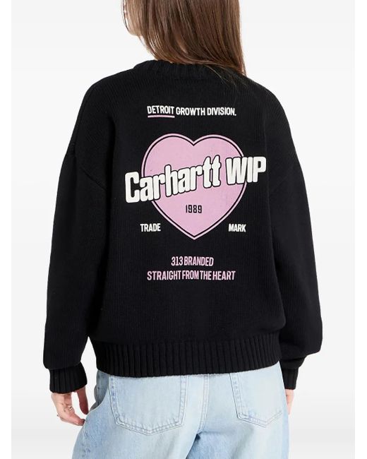 Carhartt Black Logo-Detail Heart-Print Sweater