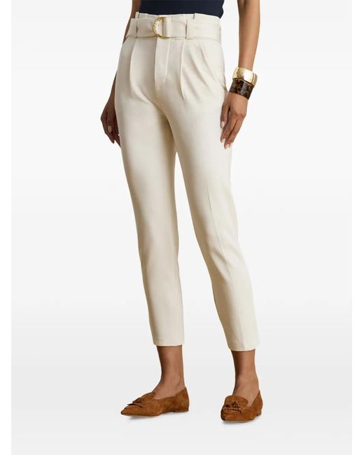 Ralph Lauren White Belted Trousers