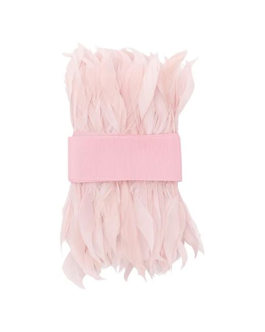 Sara Roka Pink Feather-Trim Belt