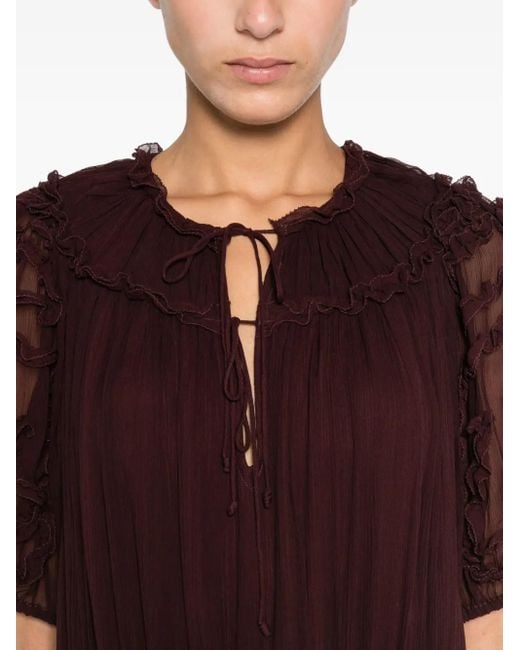 Ulla Johnson Jurk Met Ruches in het Purple