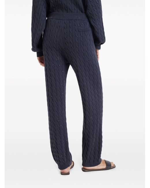 Brunello Cucinelli Blue Cable-knit Trousers