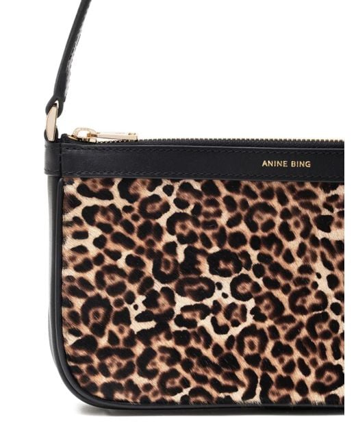 Anine Bing Elly Mini-Schoudertas Met Luipaardprint in het White