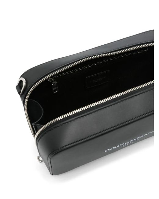Dolce & Gabbana Black Logo-Embossed Messenger Bag for men