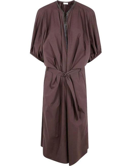 Brunello Cucinelli Purple Crystal-Embellished Midi Dress