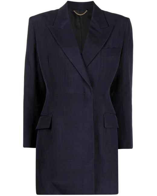 Victoria Beckham Blue Patch-Pocket Cropped Shirt