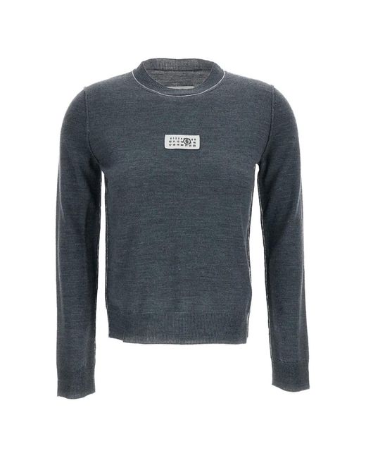 MM6 by Maison Margiela Blue Logo-Patch Sweater