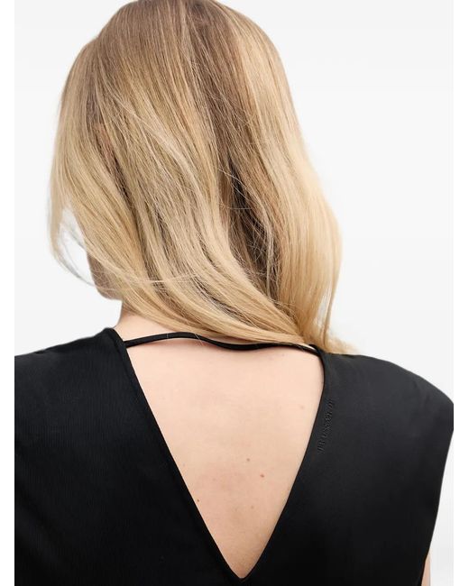 Trussardi Black Padded-Shoulder V-Neck Top