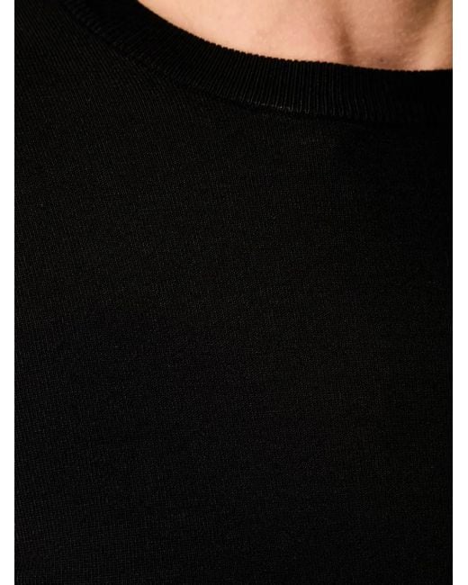 Trussardi Black Fine-Knit Round-Neck Sweater
