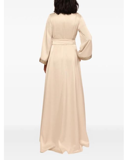 Baruni Natural Zayna Embroidered Belted Maxi Dress