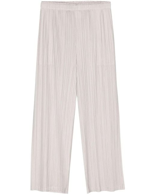 Pantalon palazzo à design plissé Pleats Please Issey Miyake en coloris White