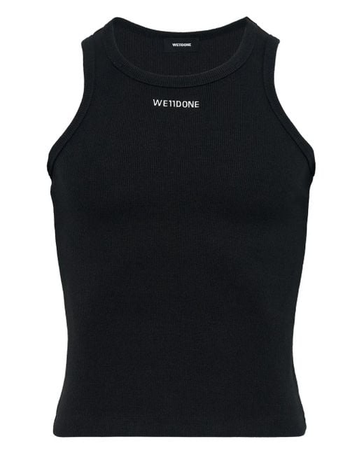 we11done Geribbelde Tanktop in het Black