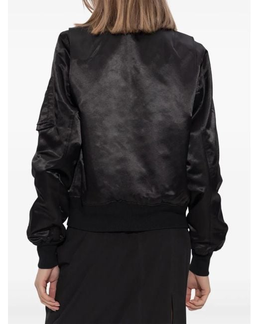 Y-3 Black Satin Zip-Up Bomber Jacket